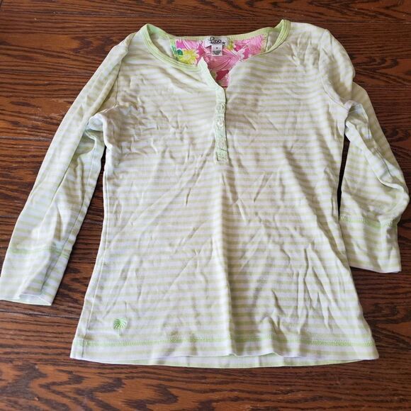 Lilly  Pulitzer green&white striped Sz small - Picture 1 of 4